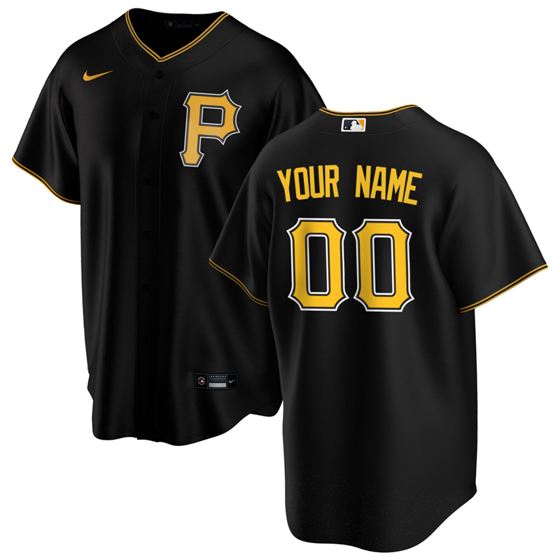 2020 MLB Men Pittsburgh Pirates Nike Black Alternate 2020 Replica Custom Jersey 1